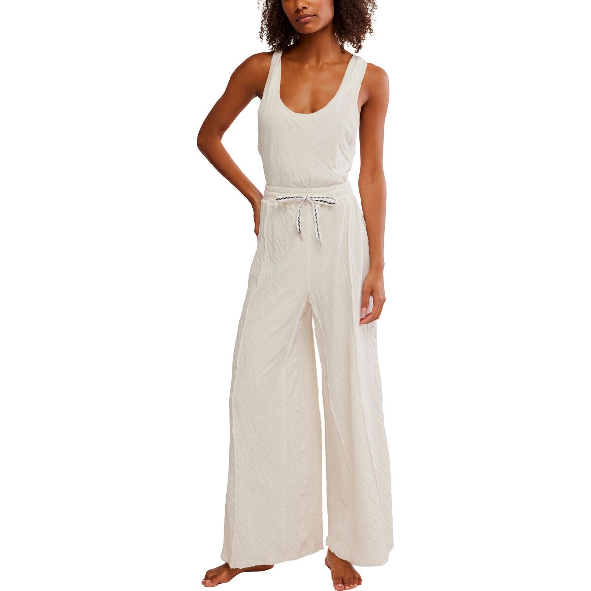 Free People Women's Wait A Minute Romper in Oatmeal Combo - Size: Medium