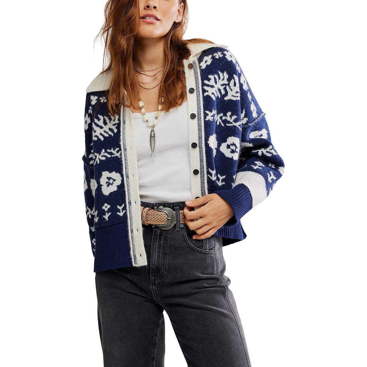 Free People Women's Shelby Cardigan in Navy - Size: Large