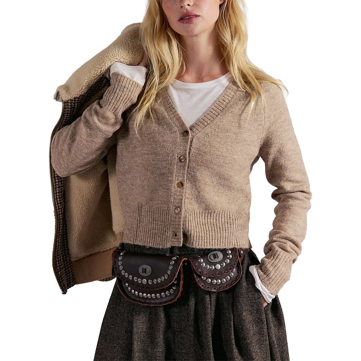 Free People Women's School Girl Cardi in Feather Grey Melange - Size: Large