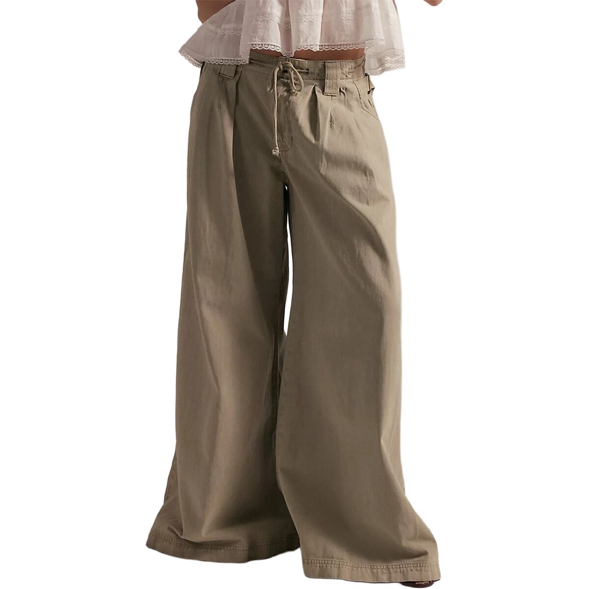 Free People Women's Julien Wide Leg Chino Pant in Chinchilla - Size: Small