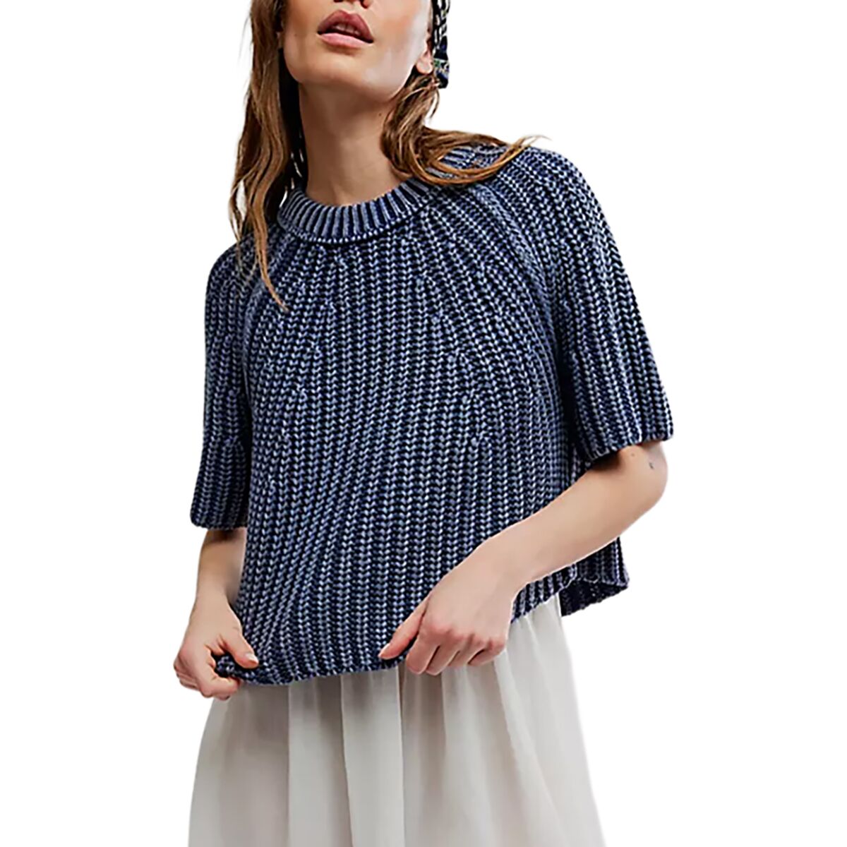 Free People Women's Amy Sweater T-Shirt in Navy Academy - Size: XL