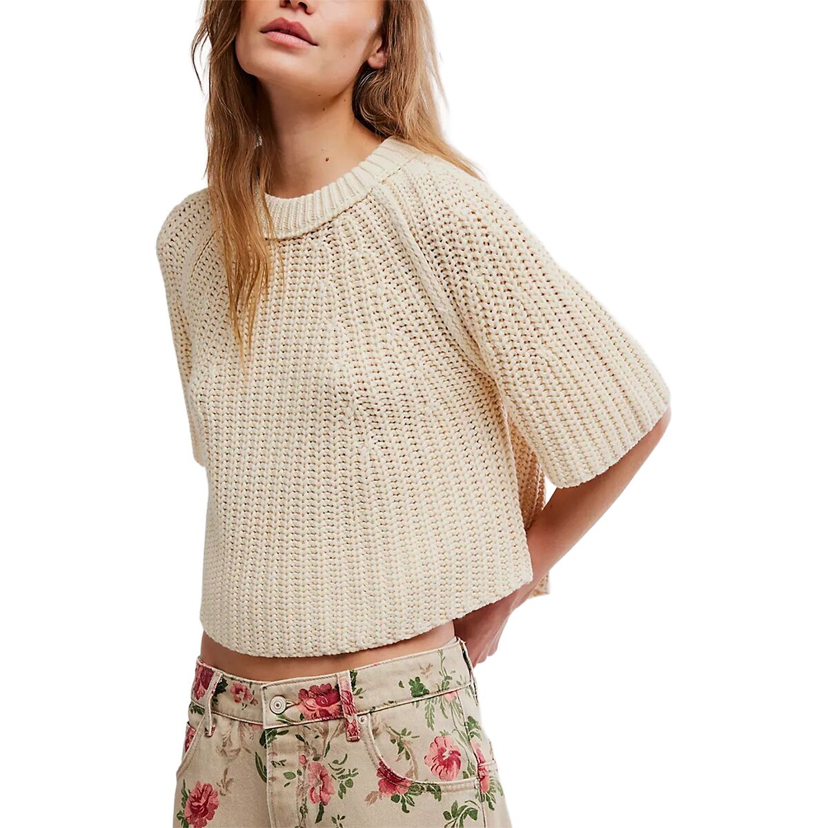 Free People Women's Amy Sweater T-Shirt in Whisper White - Size: Large