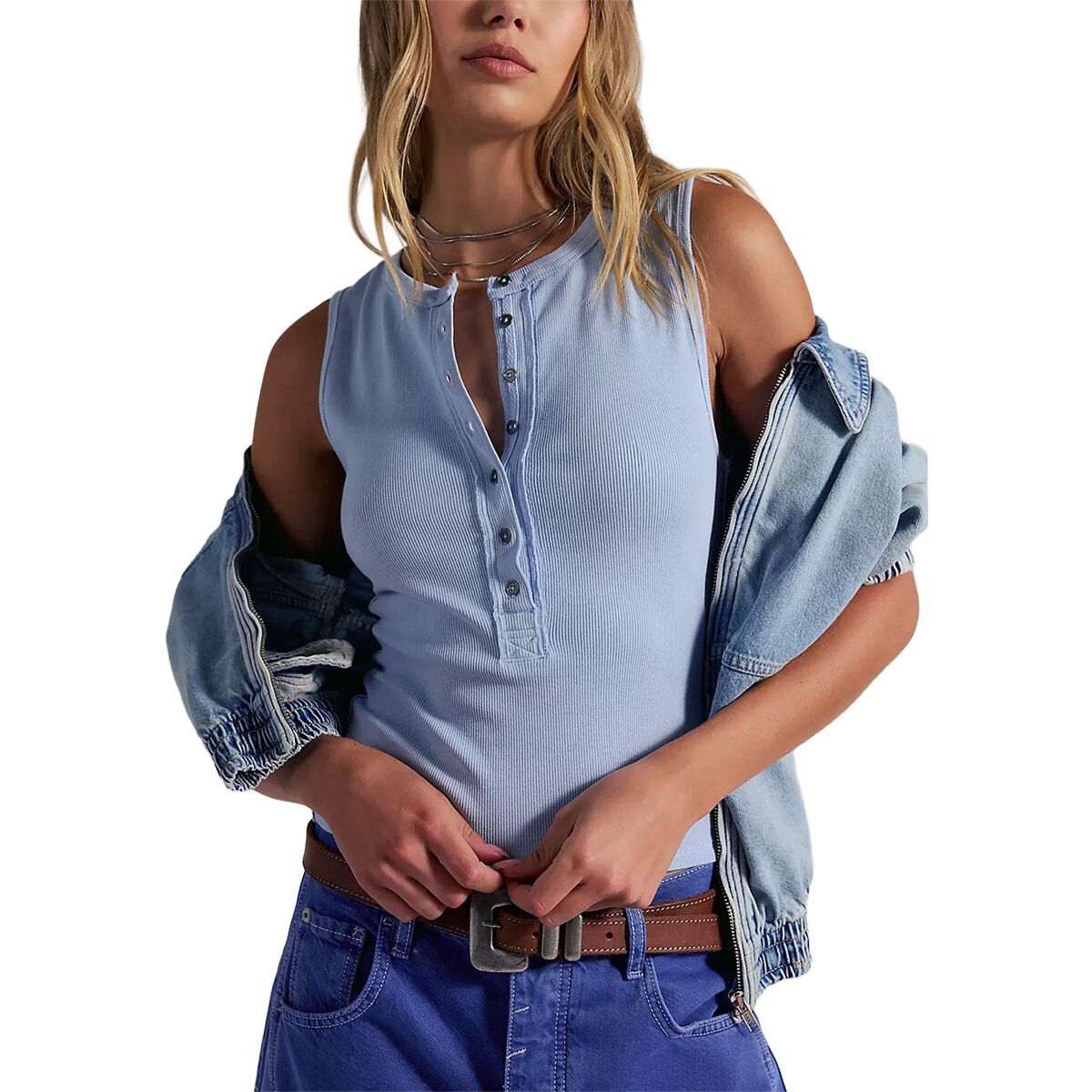 Free People Women's Jamie Henley Tank Top in Dew Shine - Size: Small