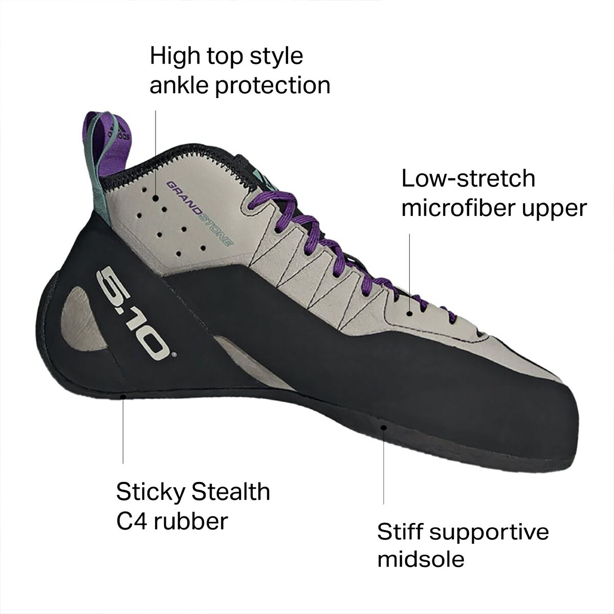 New Five Ten Grandstone Climbing Shoes‎  US M 8.5 (US W 9) - BC0866 MRSP $180 Adidas Grandstone Five Ten 5.10 Rock Climbing Shoes BC0866  main image 2