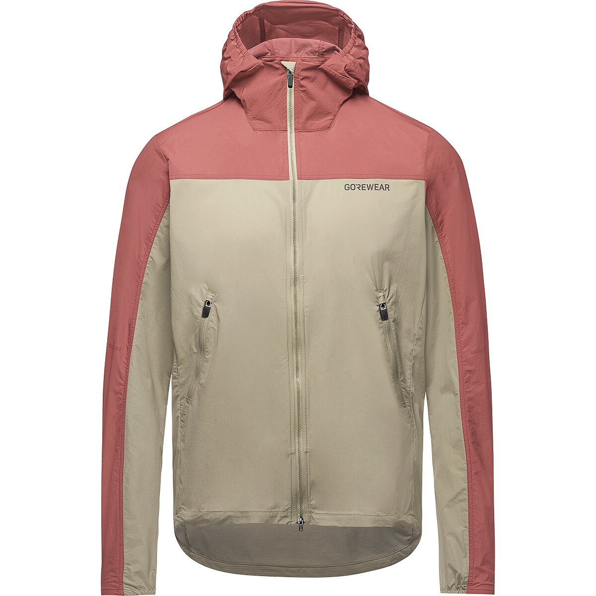 GOREWEAR Men's Fernflow Hooded Windbreaker in Tech Beige / Lab Rose - Size: XXL