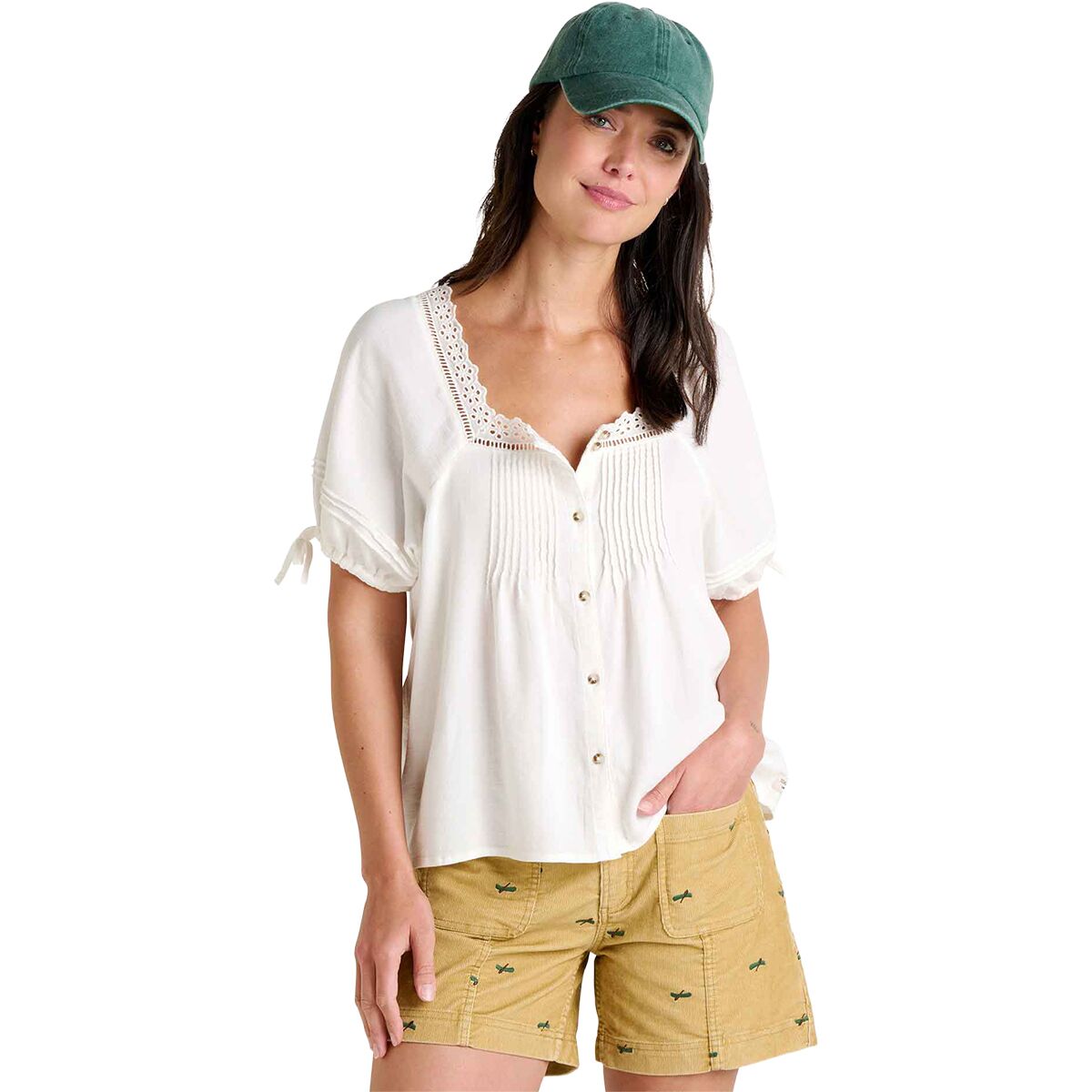 Toad&Co Women's Manzana Peasant Shirt in Egret - Size: Large