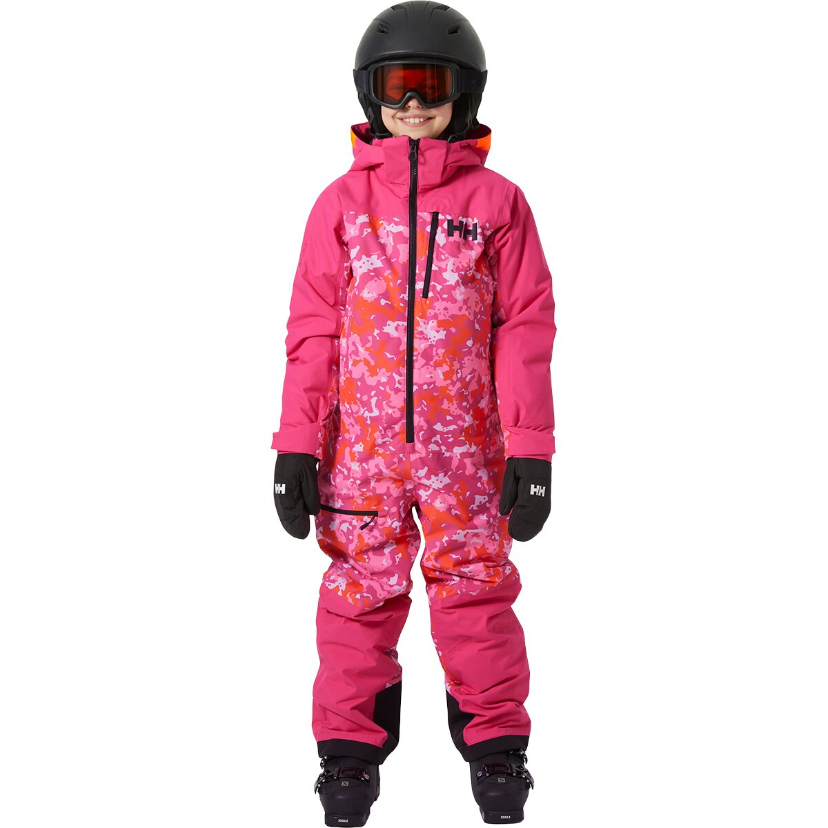 Helly Hansen Jr Fly High 2.0 Skisuit - Kids' in Dragon Fruit Splash Camo AOP - Size: 16