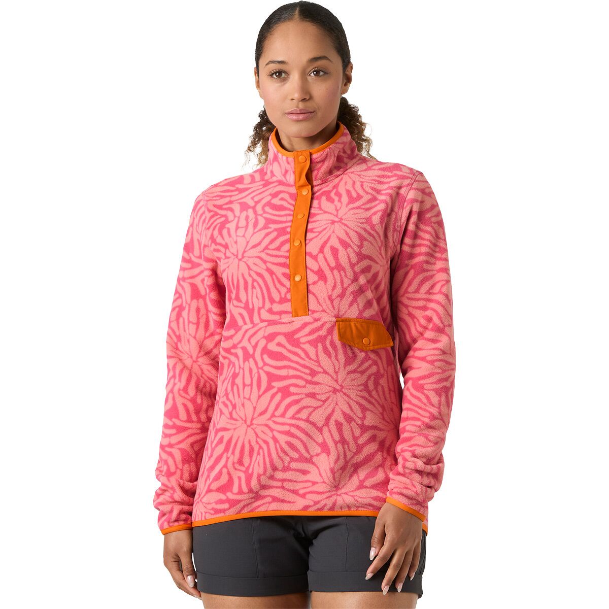 Helly Hansen Women's Maridalen Pullover Fleece in Coral Almond Aop - Size: Small