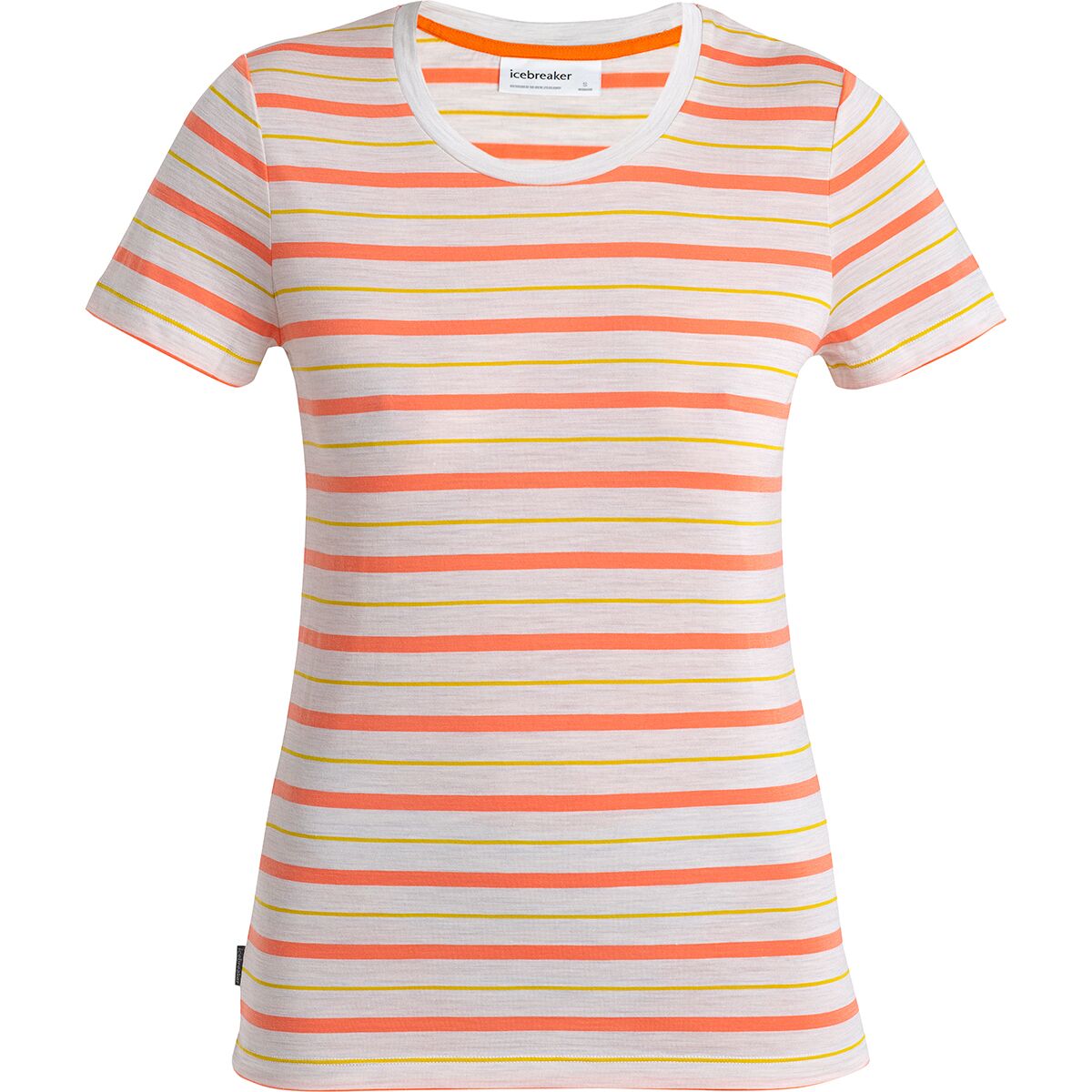 売れ筋商品|||アイスブレーカー カットソー トップス レディース Wave Stripe Short-Sleeve T-Shirt - Women's Ecru Heather/Tang/Lux/S Icebreaker Wave Stripe Short-Sleeve T-Shirt - Women's - Women