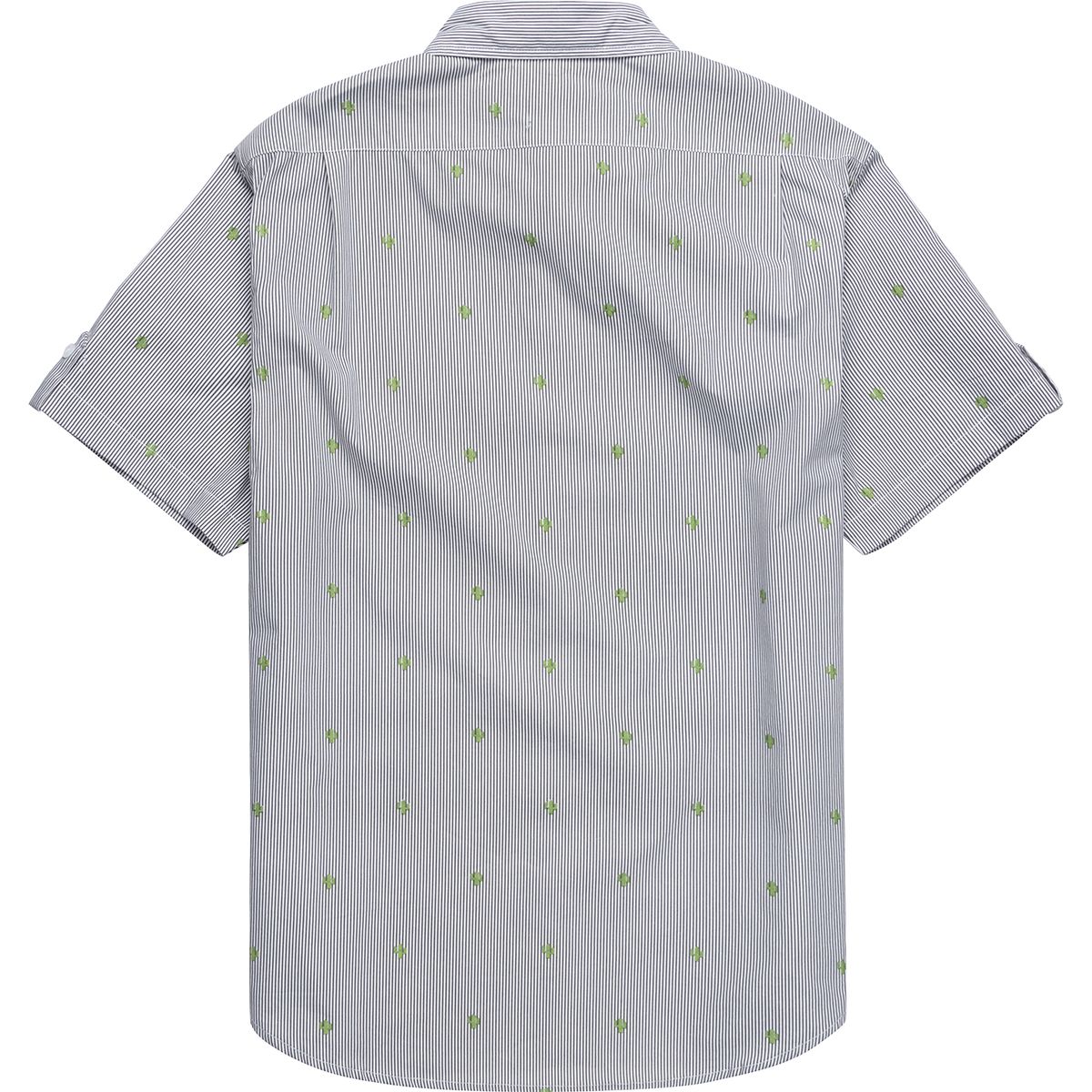 YYG Mens Stylish Buttons Long Sleeve Business Embroidery Print Dress Shirts