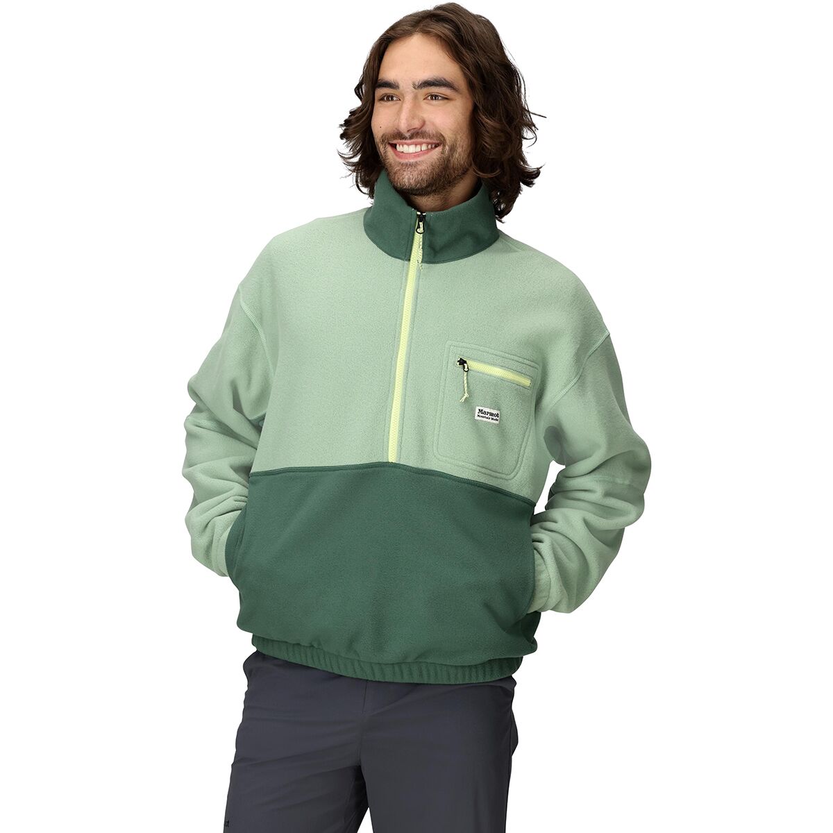 Marmot Men's Retro Rocklin 1/2-Zip Pullover in Agate Green / Juniper Green - Size: Small