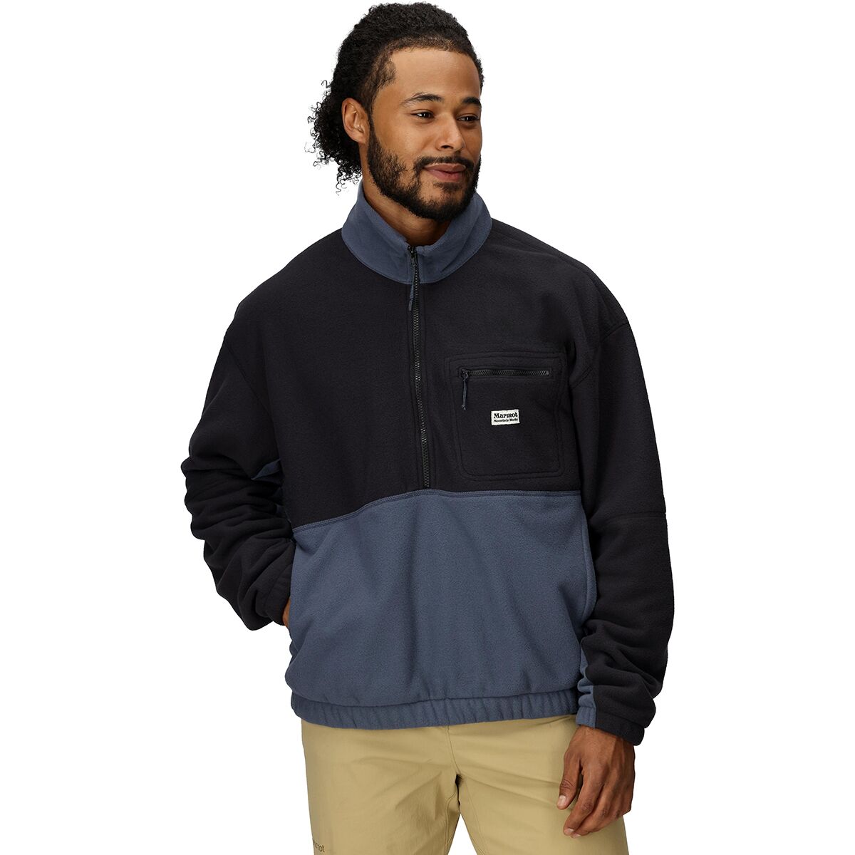 Marmot Men's Retro Rocklin 1/2-Zip Pullover in Black / Thunderhead - Size: Small