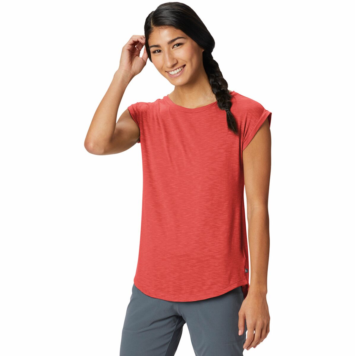 T-shirt Mountain Hardwear Femme – Manches Courtes, Bleu Sarcelle, Taille M, Respirant Et Stretch