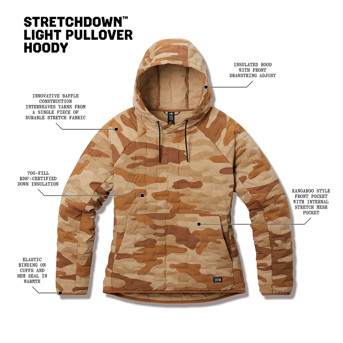売れ筋商品|||マウンテンハードウェア パーカー・スウェットシャツ アウター レディース Stretchdown Light Pullover Hoodie - Women's Copper Clay Camo Print Mountain Hardwear Stretchdown Light Pullover Hoodie