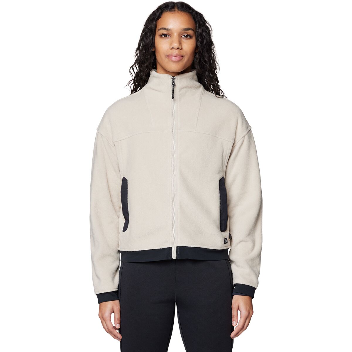 Mountain Hardwear Women's Powder Maven Fleece Full-Zip Jacket in Fossil / Black - Size: Medium
