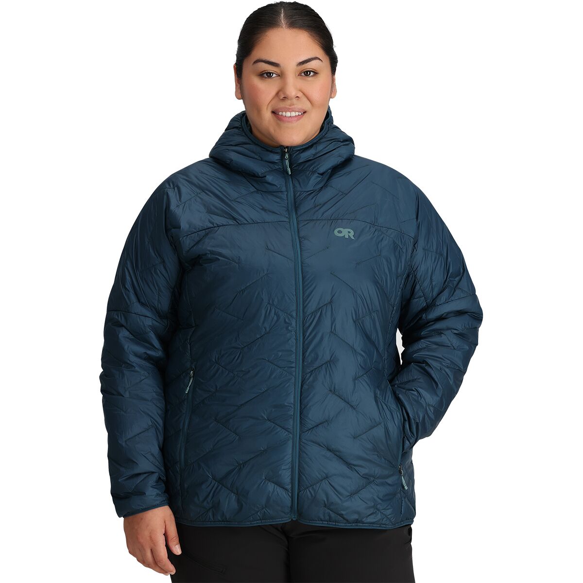 Outdoor Research Women's SuperStrand LT Plus Size Hooded Jacket in Harbor - Size: 2X