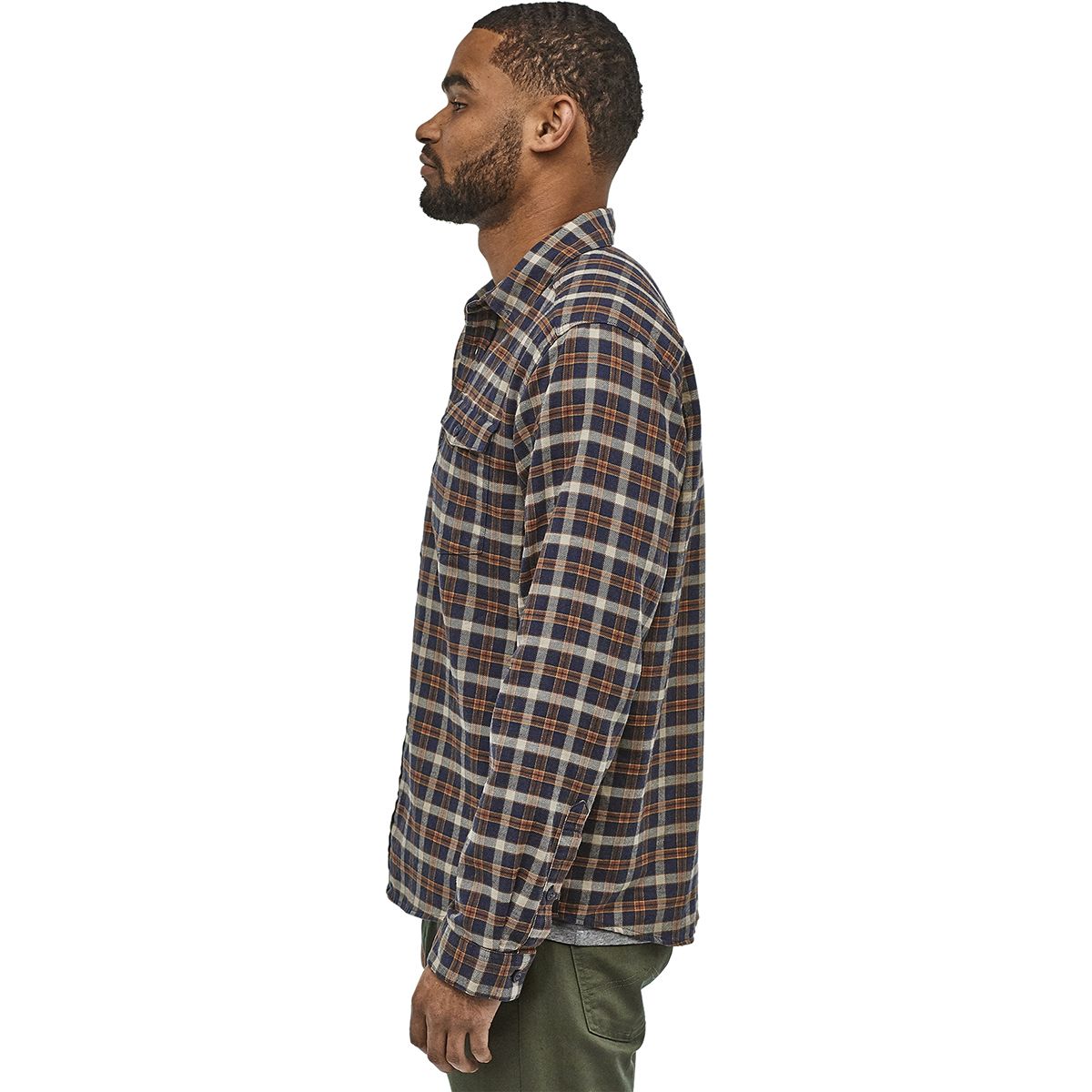 patagonia long sleeve fjord flannel shirt navy blue