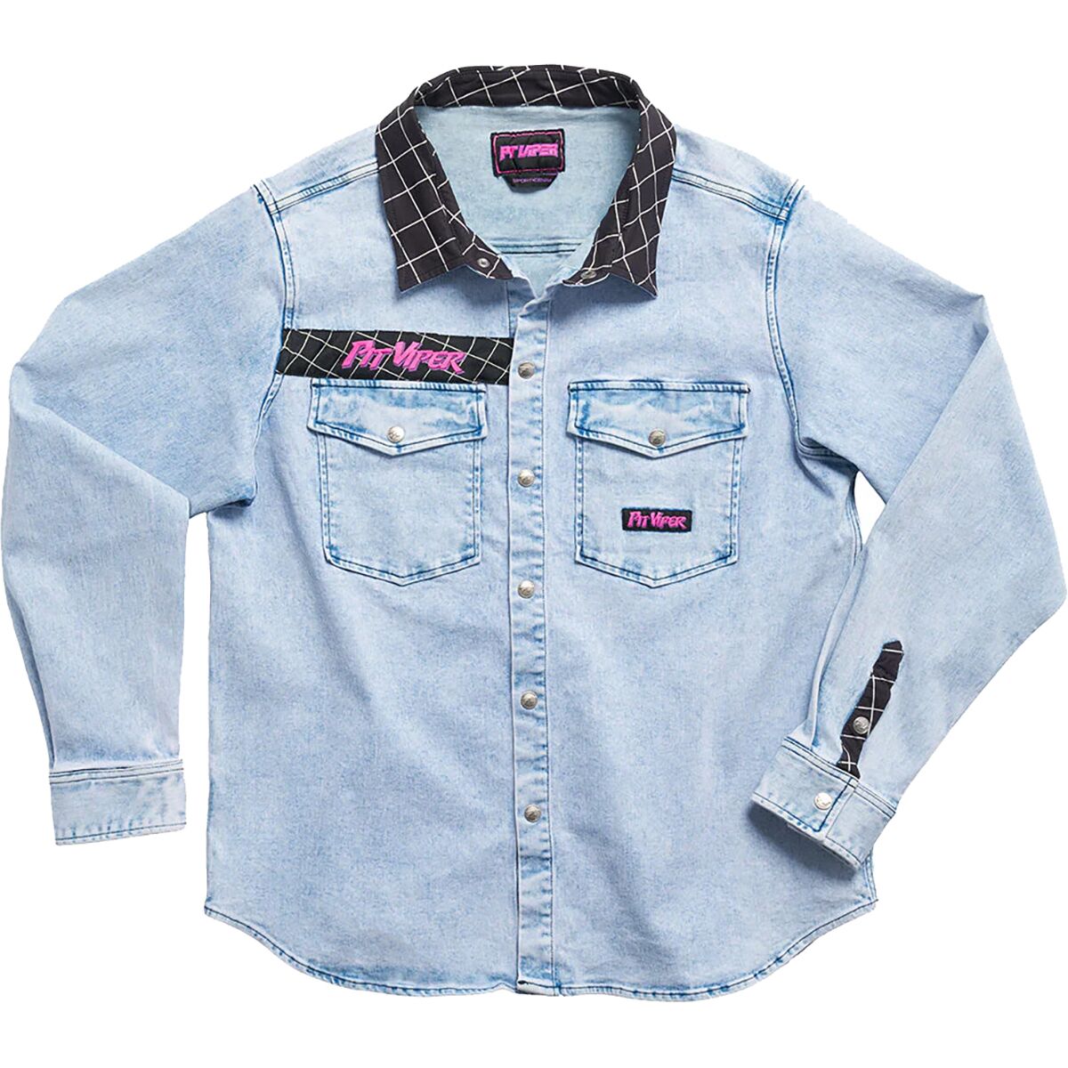 Pit Viper Men's Sport Denim Button Down Shirt in The Surge Matrix - Size: Large