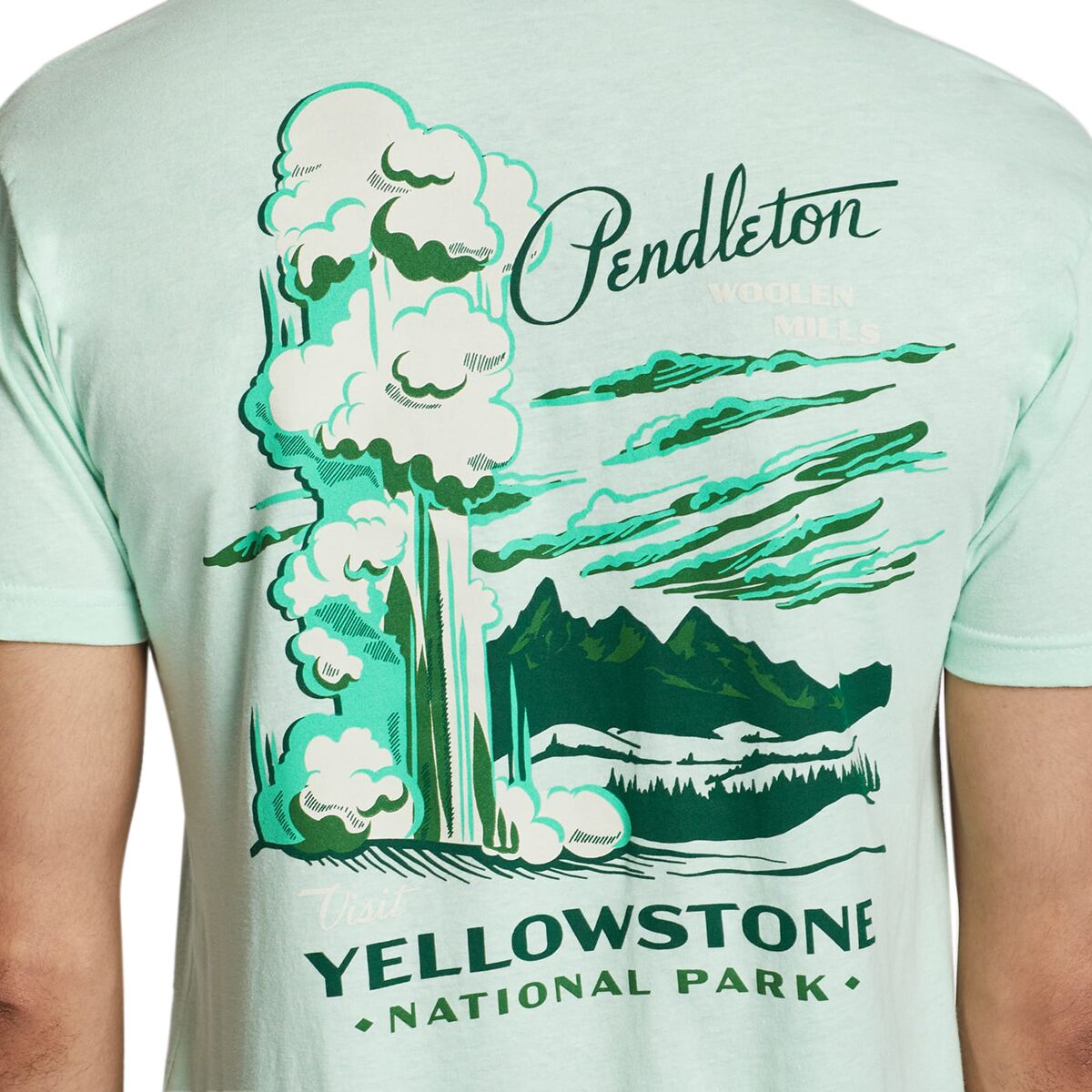 T-shirt Vintage Homme Pendleton Taille M Jaune Crater Lake Parc National (occasion)