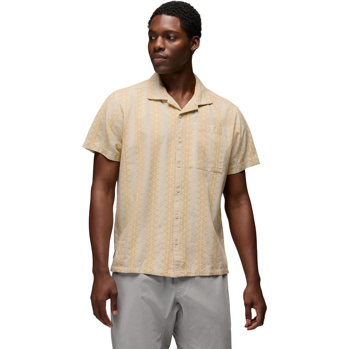 prAna Men's Mantra Light Heritage Shirt in Beach Pebble - Size: Small