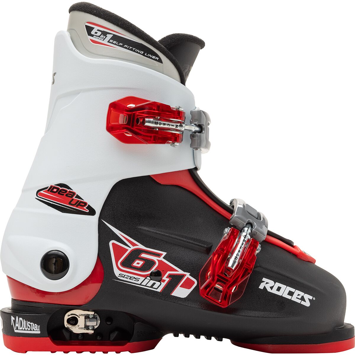 Roces Idea Up Adjustable Double Buckle Ski Boots - Kids' in Black / White / Red - Size: 19.0-22