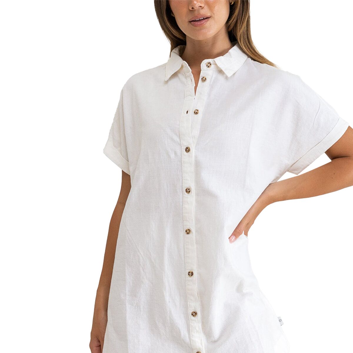 knee length dresses for ladies Rhythm Classic Shirt Dress, Oat / 12