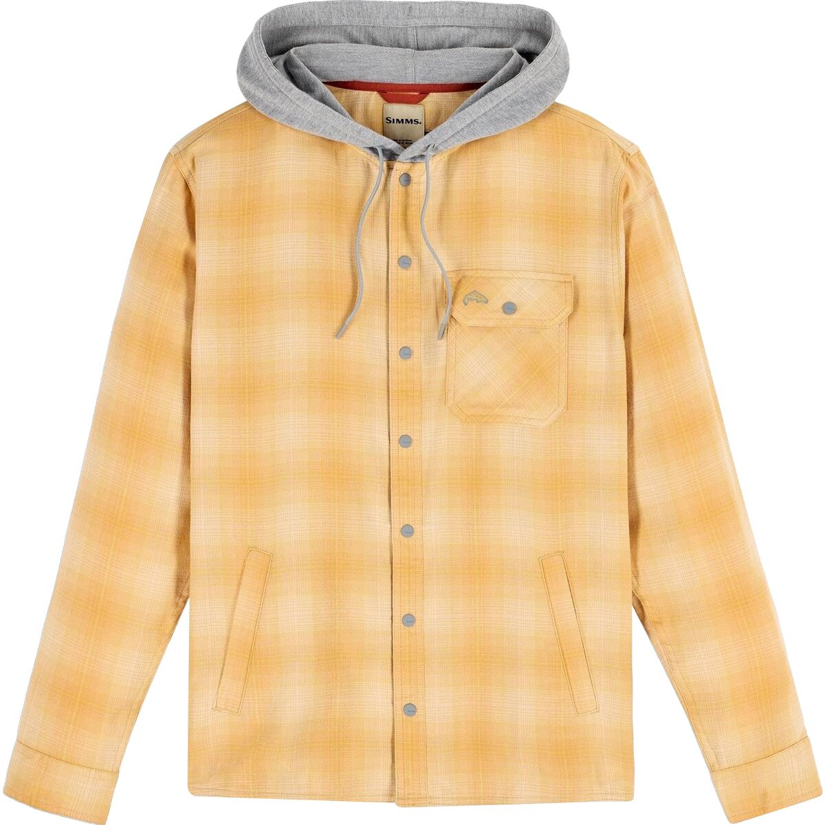 Simms Men's Santee Flannel Hoodie in Ely Plaid: Baltic Amber - Size: XXL