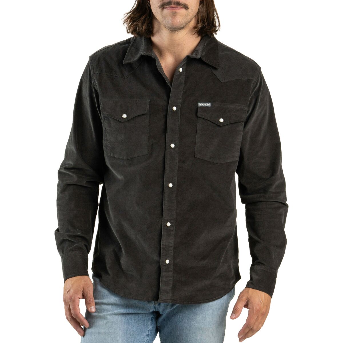 Sendero Provisions Co. Men's The Wyatt Pearl Snap Shirt in Charcoal - Size: Medium