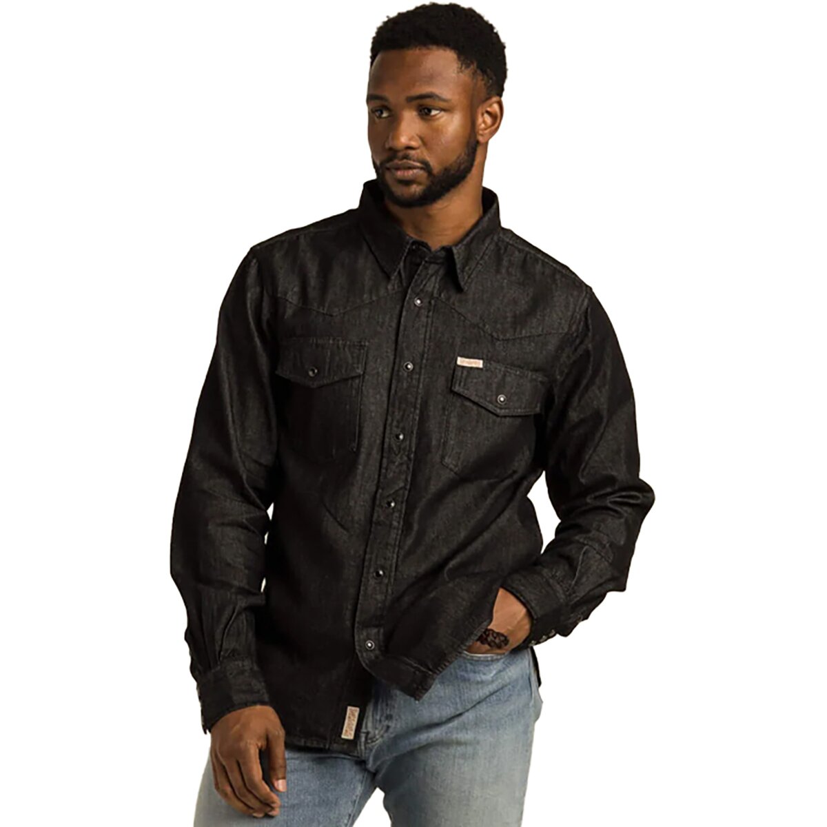 Sendero Provisions Co. Men's The Wyatt Pearl Snap Shirt in Midnight Denim - Size: XS