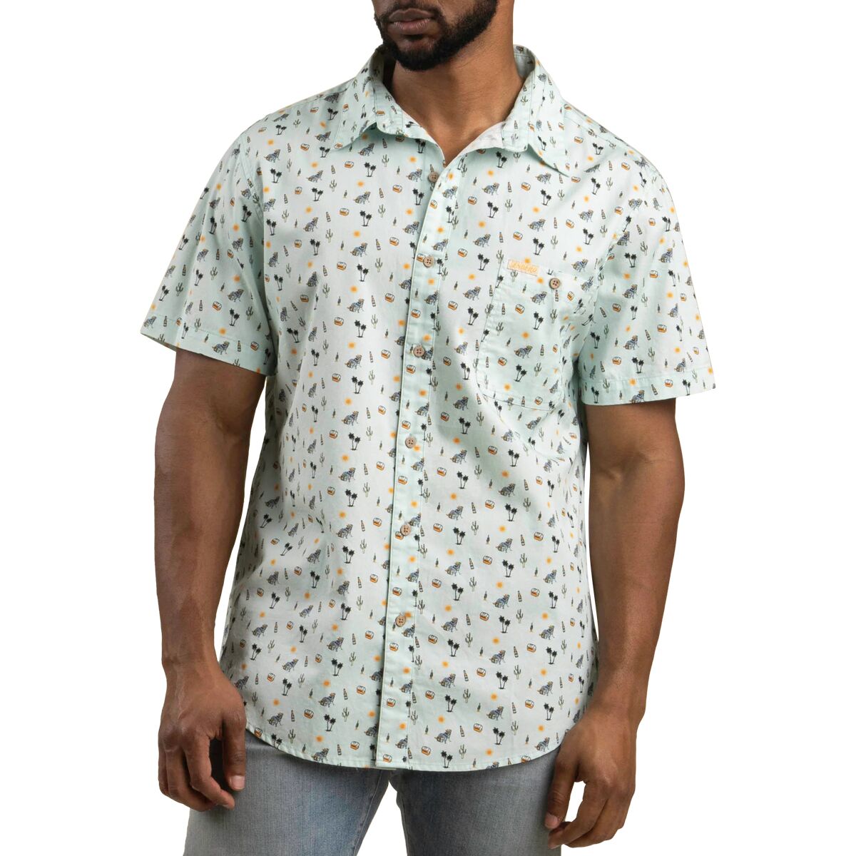 Sendero Provisions Co. Men's City Slicker Button Up Short-Sleeve Shirt in Oasis / Blue - Size: Large