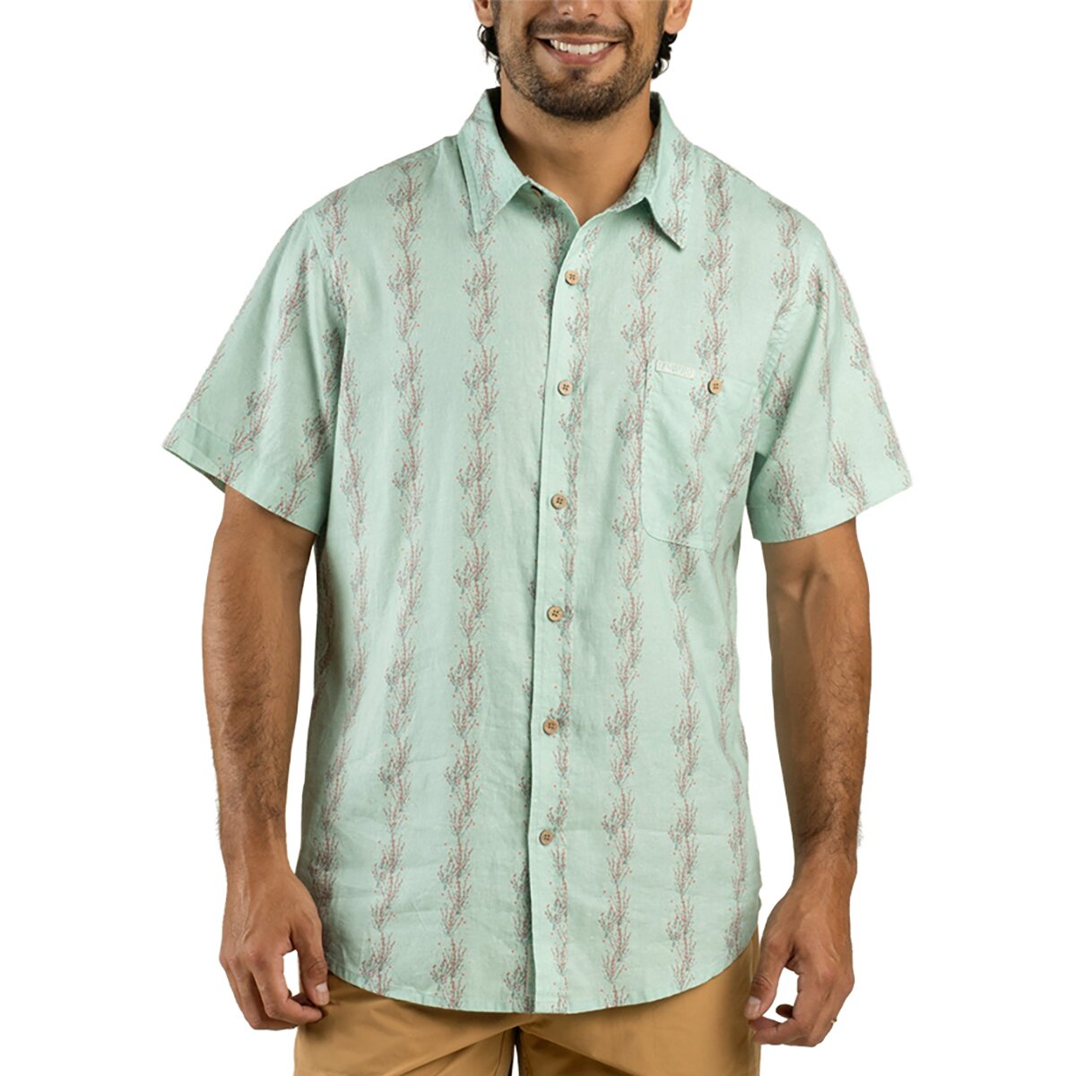 Sendero Provisions Co. Men's City Slicker Button Up Short-Sleeve Shirt in Ocotillo Stripe / Faded Teal - Size: XXL