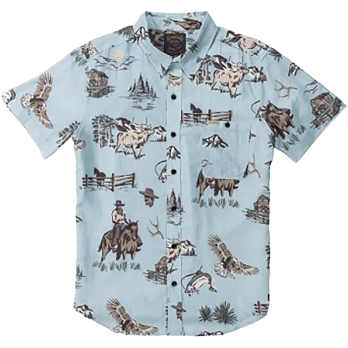 Sendero Provisions Co. Men's City Slicker Button Up Short-Sleeve Shirt in Sky Grande - Size: Small