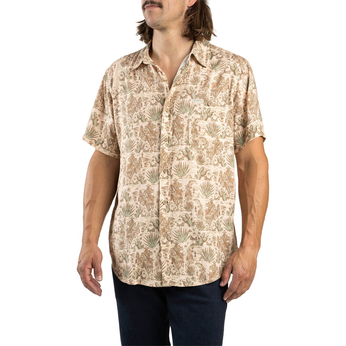 Sendero Provisions Co. Men's City Slicker Button Up Short-Sleeve Shirt in Vaqueros Print - Size: Small