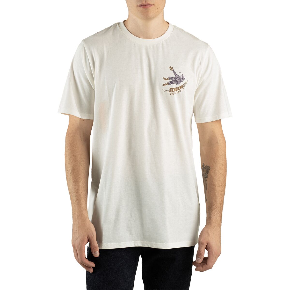 Sendero Provisions Co. To Space Short-Sleeve T-Shirt in Vintage White - Size: Small