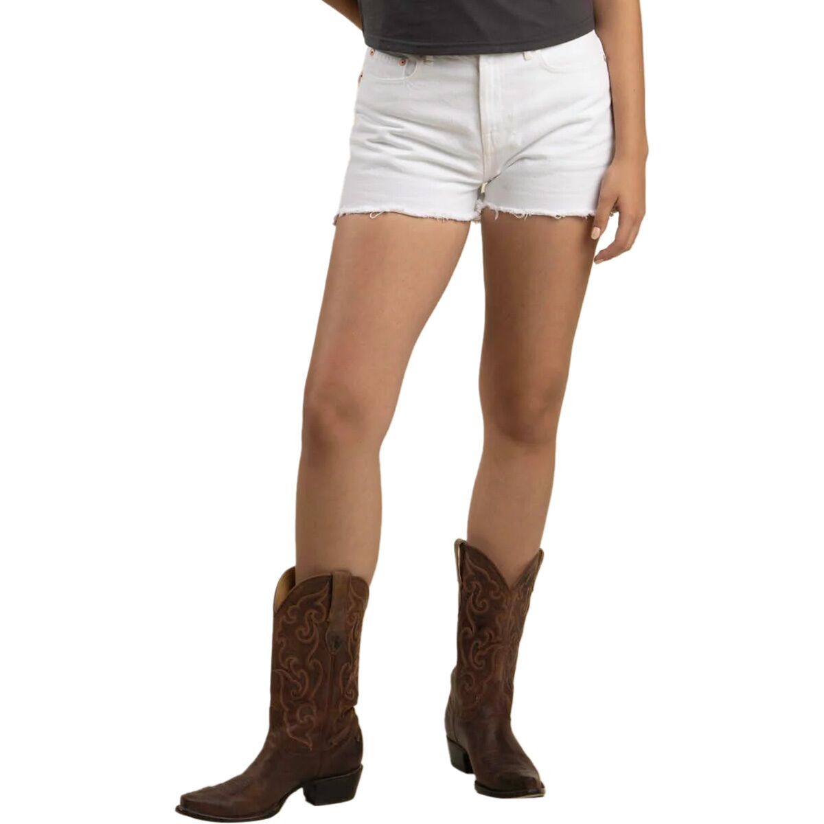 Sendero Provisions Co. Women's Ysleta High-Rise Denim Short in Washed White - Size: 25