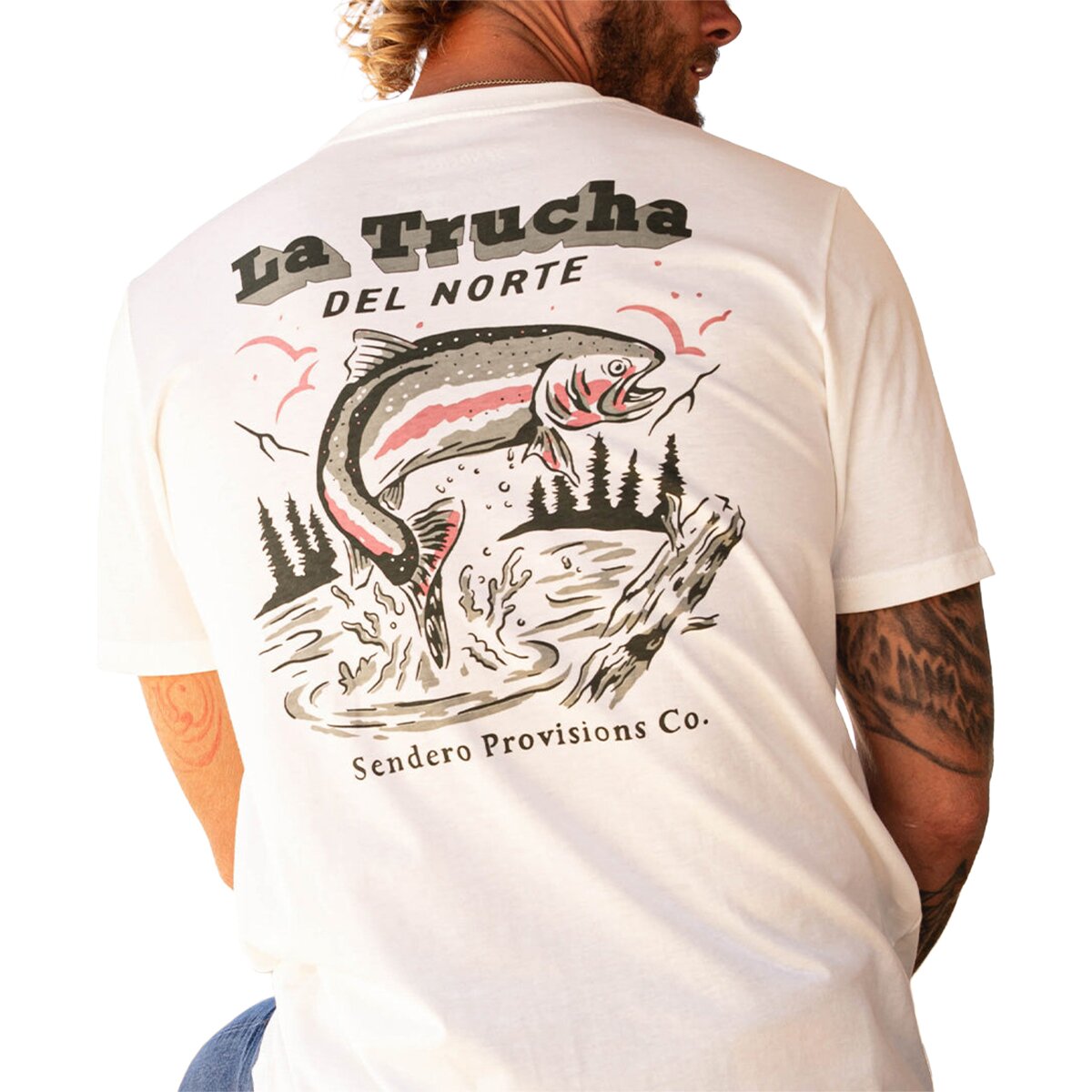 Sendero Provisions Co. Del Norte T-Shirt in Vintage White / Green Print - Size: XL