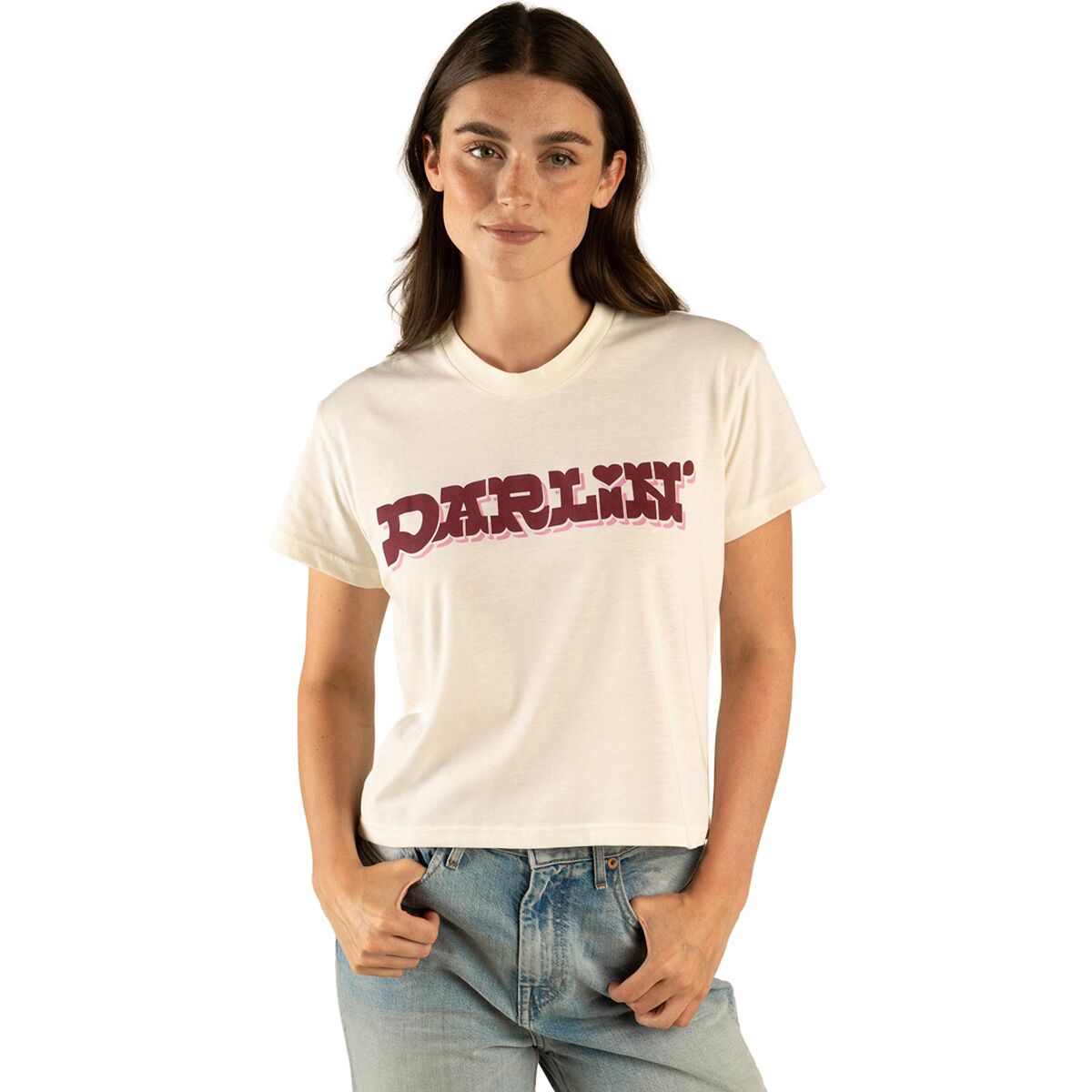 Sendero Provisions Co. Women's Darlin Crop T-Shirt in Vintage White - Size: Small