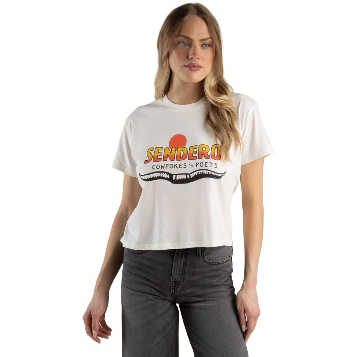 Sendero Provisions Co. Women's Cowpokes and Poets Boxy T-Shirt in Vintage White - Size: XS