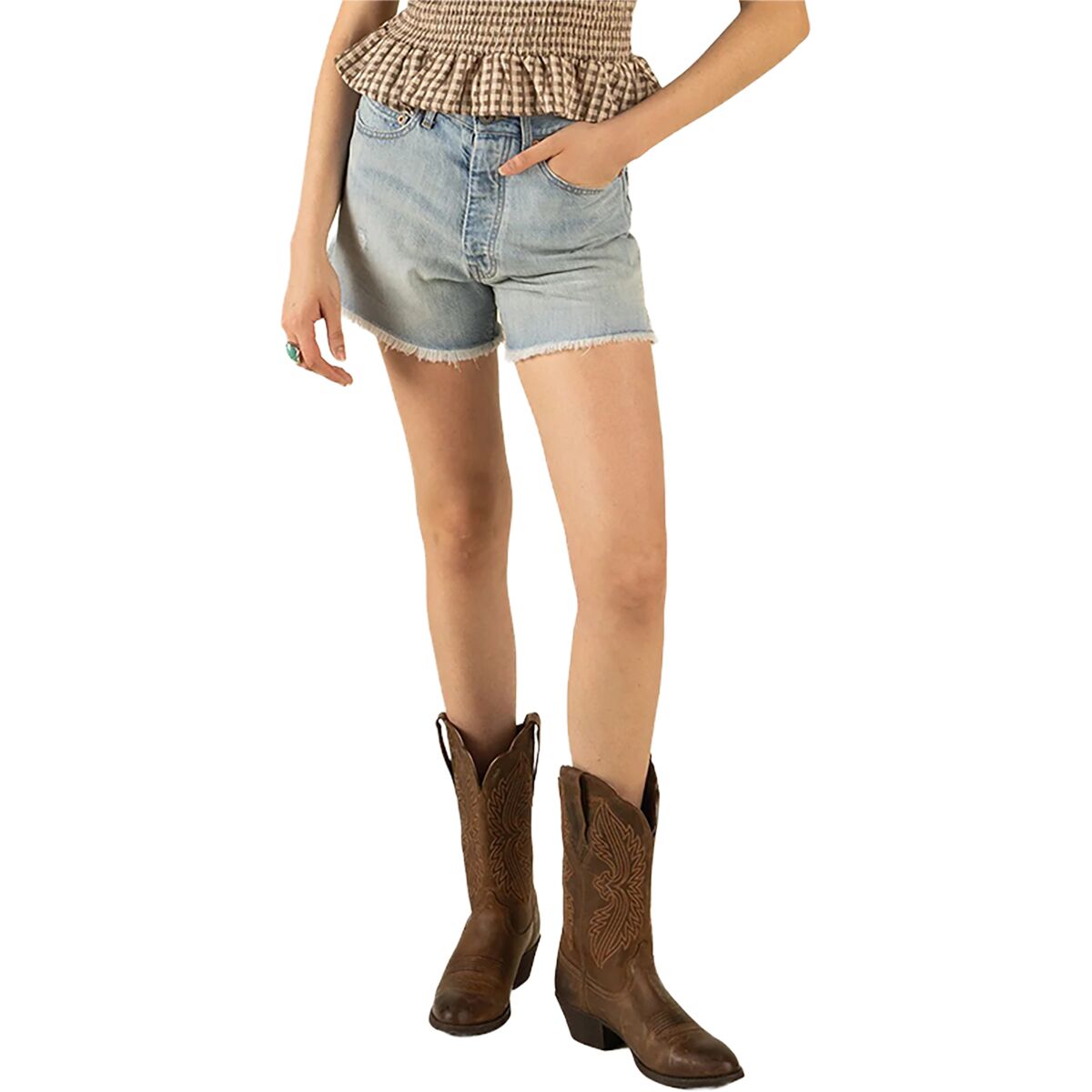 Sendero Provisions Co. Women's Junia Low Waist Denim Short in Sun Fade Blue - Size: 27