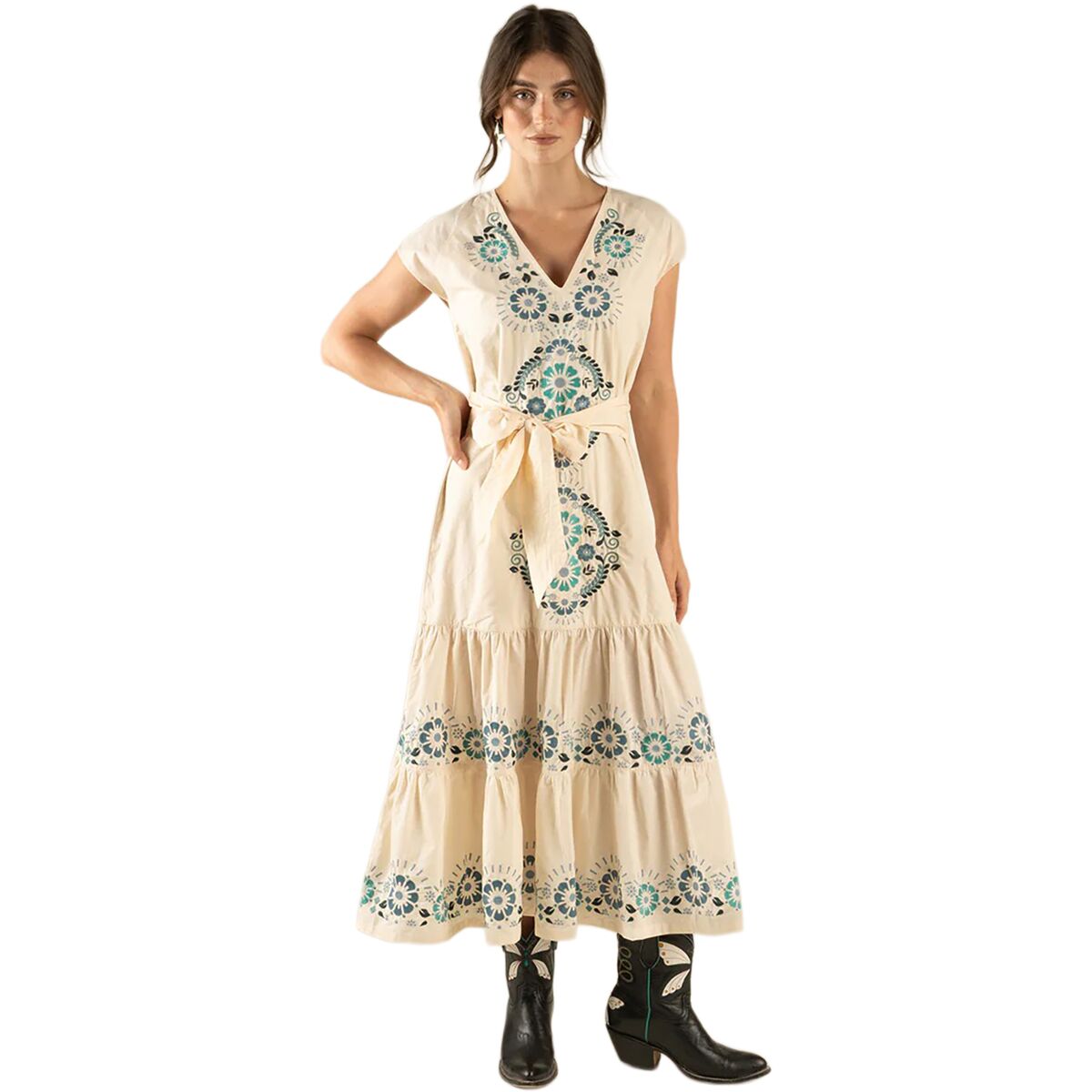 Sendero Provisions Co. Women's The Emilia Dress in Ivory / Teal - Size: Medium