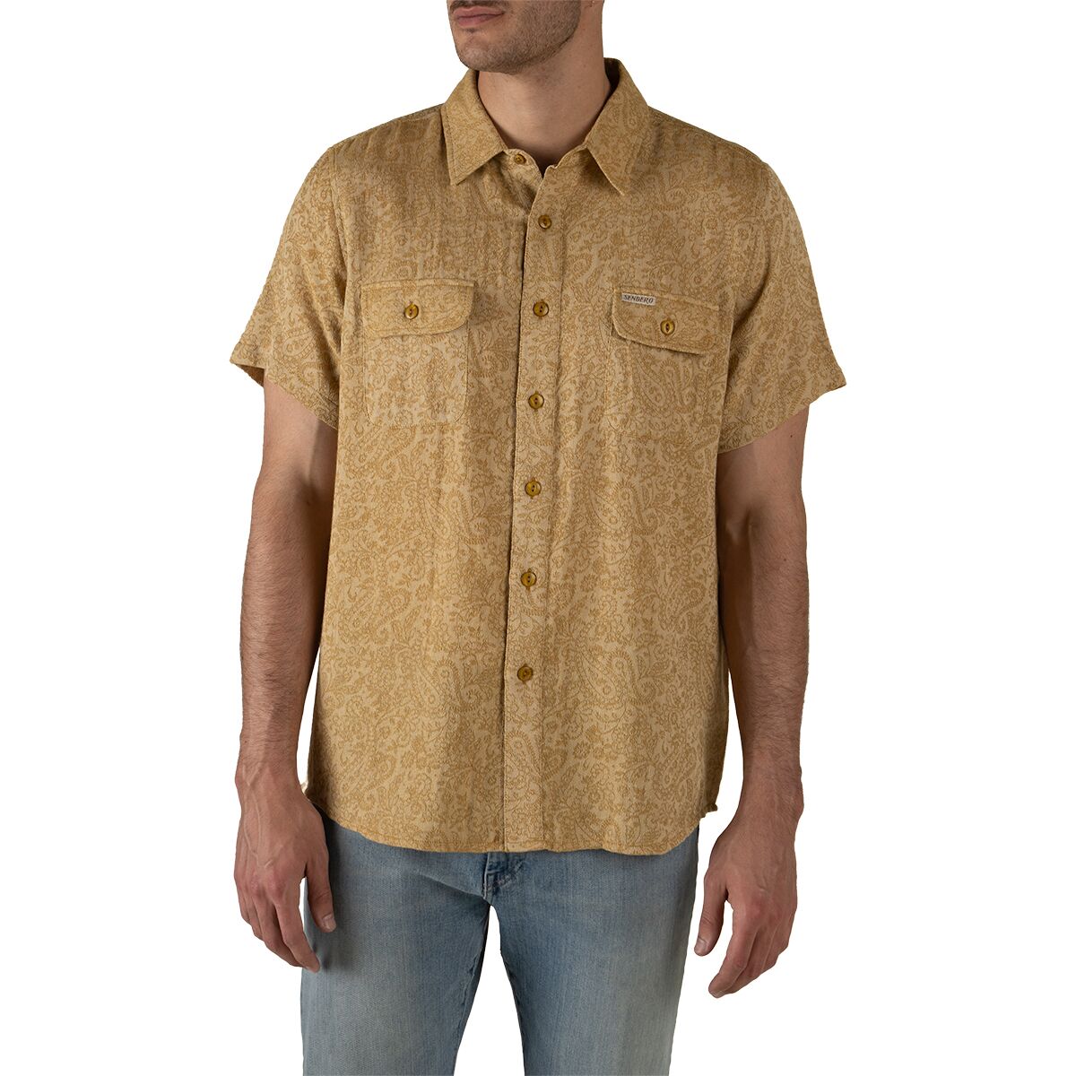 Sendero Provisions Co. Men's Boquillas Short-Sleeve Shirt in Wildrose Paisley / Gold - Size: XL