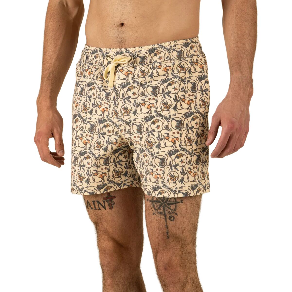 Sendero Provisions Co. Men's The Barton Elastic Boardshort in Antique White - Size: Small