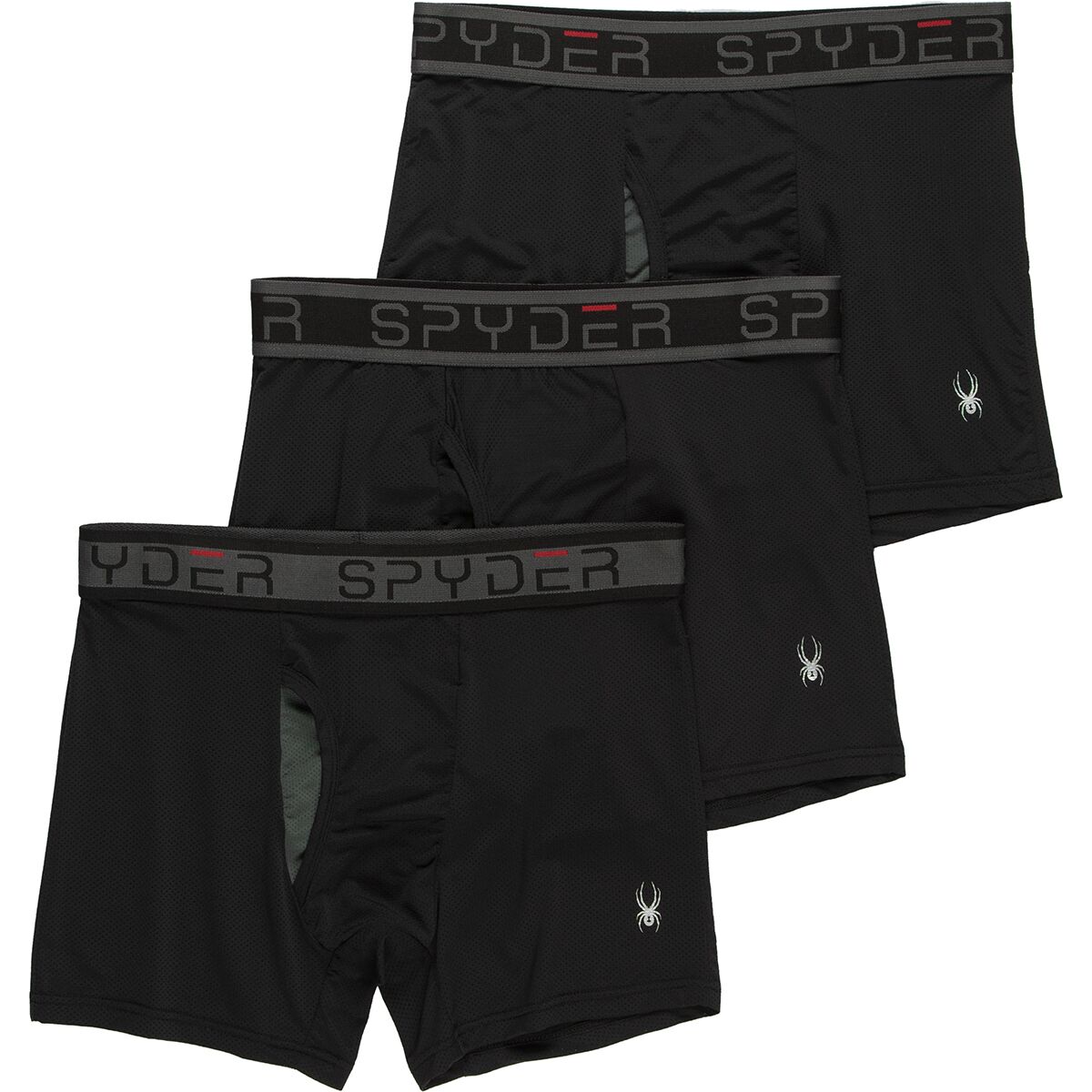Spyder Boxer da uomo, confezione da 4 boxer in poliestere spandex ad alte prestazioni, con comodo supporto, Marrone/Grigio/Nero/Blu, Small