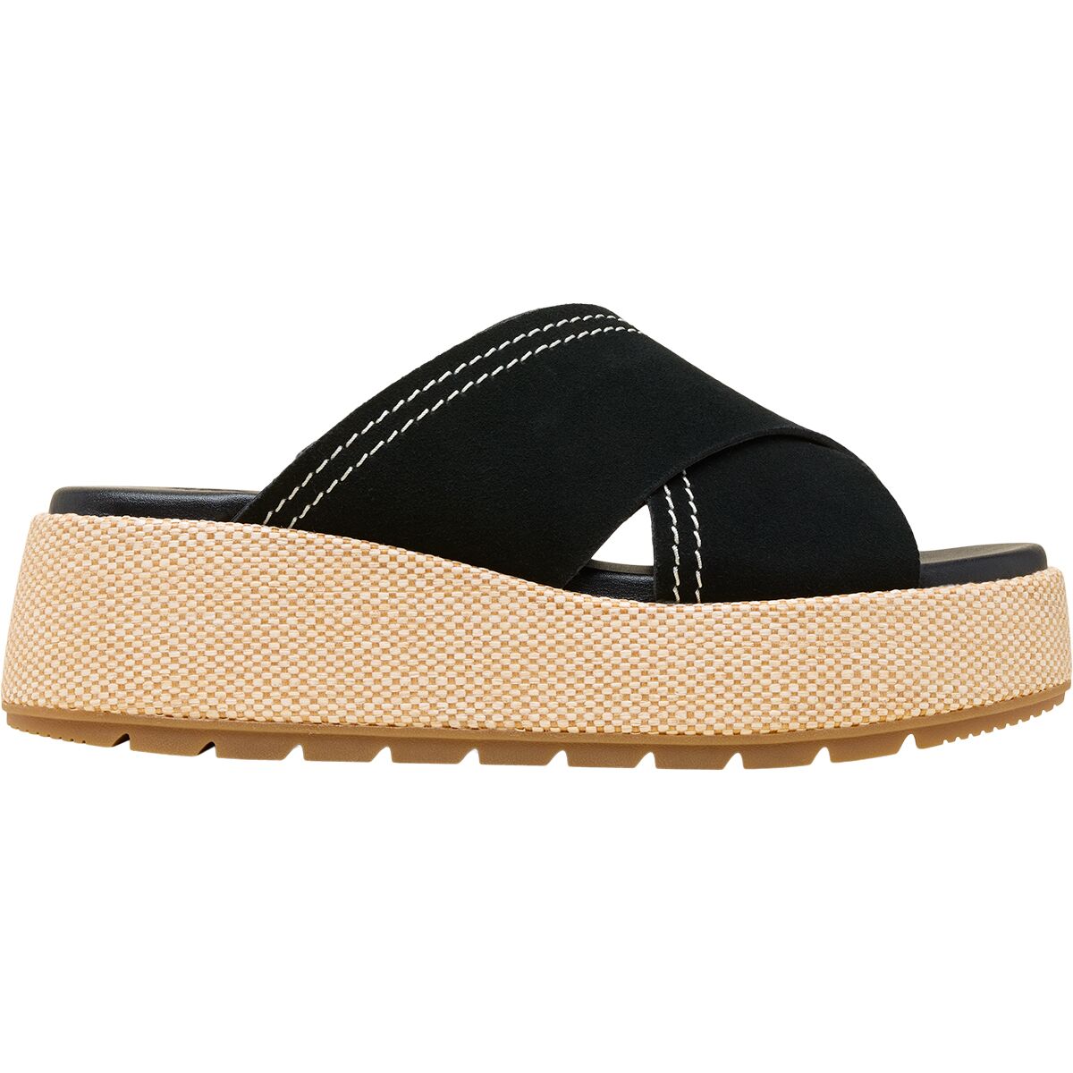 SOREL Women's Sunpeak Platform Slide Sandal in Black / Gum 2 - Size: 8