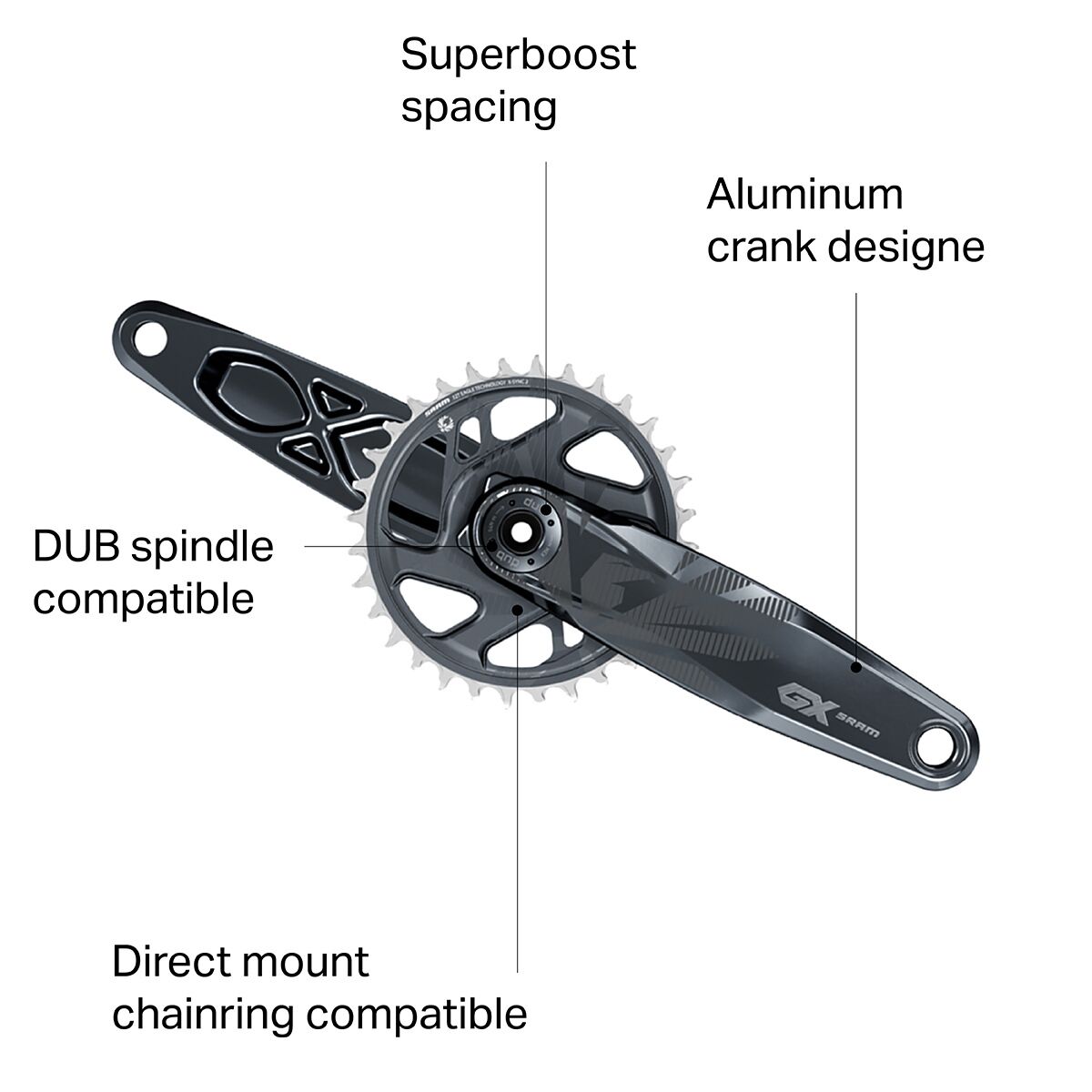 SRAM GX Eagle DUB Crankset - SuperBoost 157 - Bike