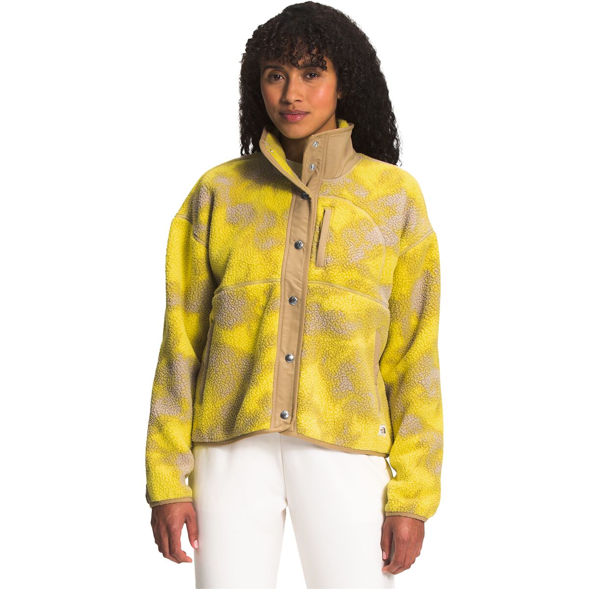The North Face Women's Cragmont Printed Fleece Jacket in Acid Yellow Retro Dye Large Print - Size: Small