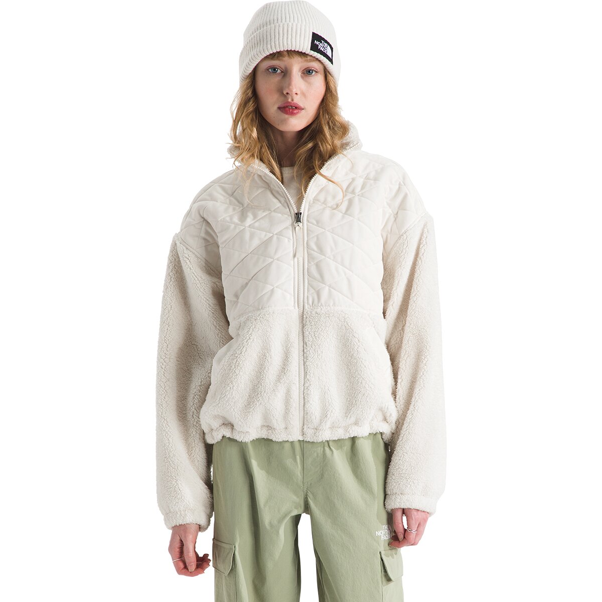 The North Face Women's Cabin Fleece Full-Zip Jacket in White Dune - Size: Large