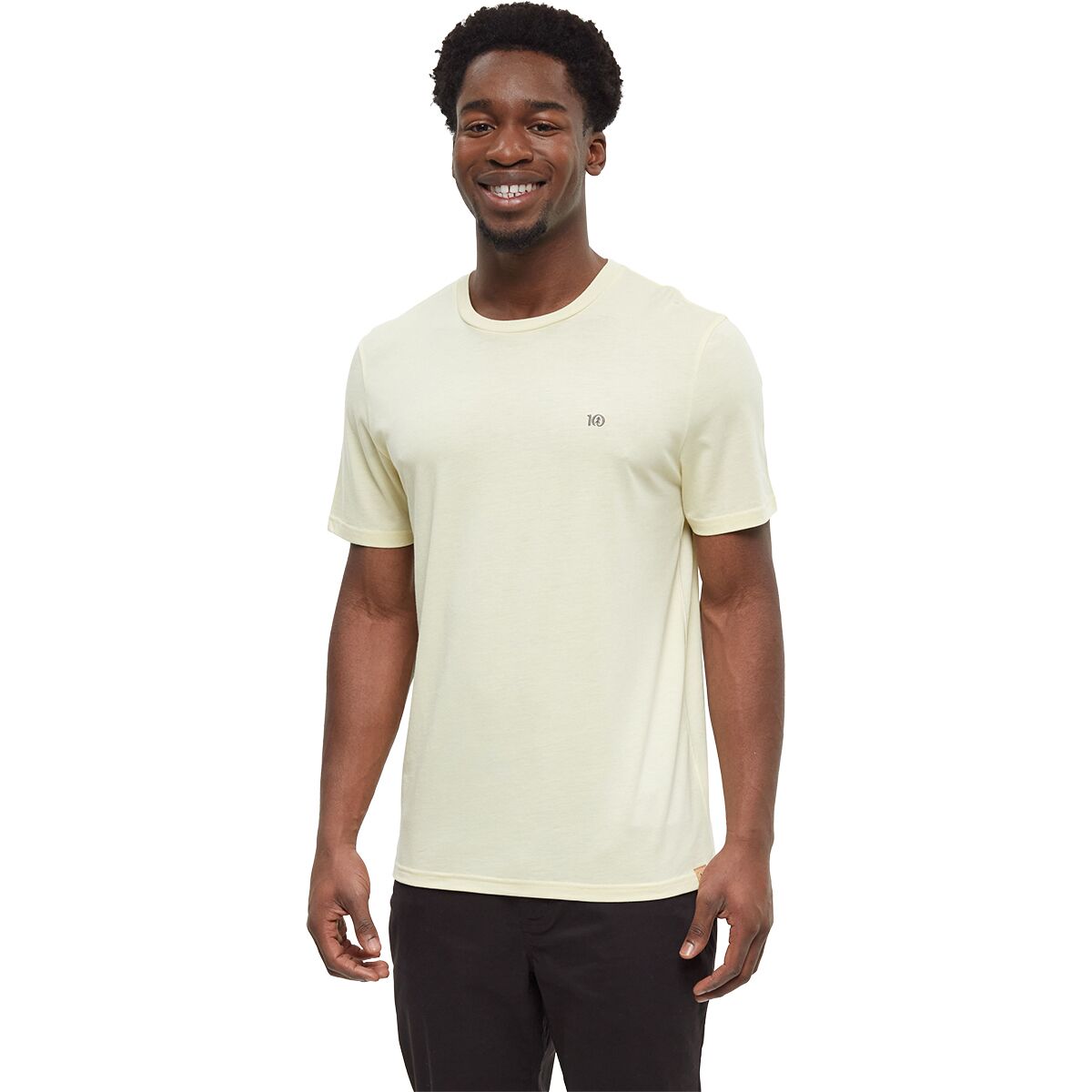 Tentree Men's Embroidered Ten Classic T-Shirt in Sunray Heather / Anchor Grey - Size: Large