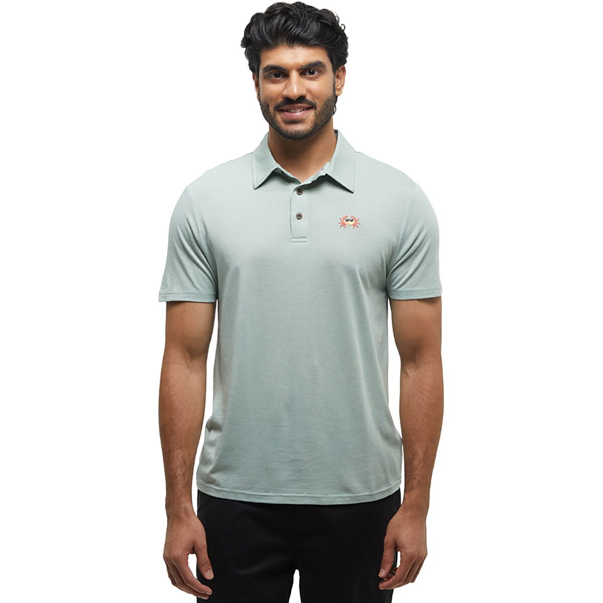 Tentree Men's Crabby Astir Polo Shirt in Oasis Heather / Deep Coral - Size: XL