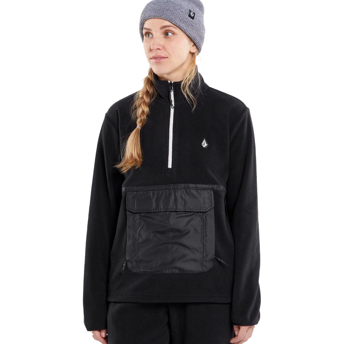 Volcom Men's Polar Fleece Hooded 1/2-Zip Jacket in Black - Size: Small